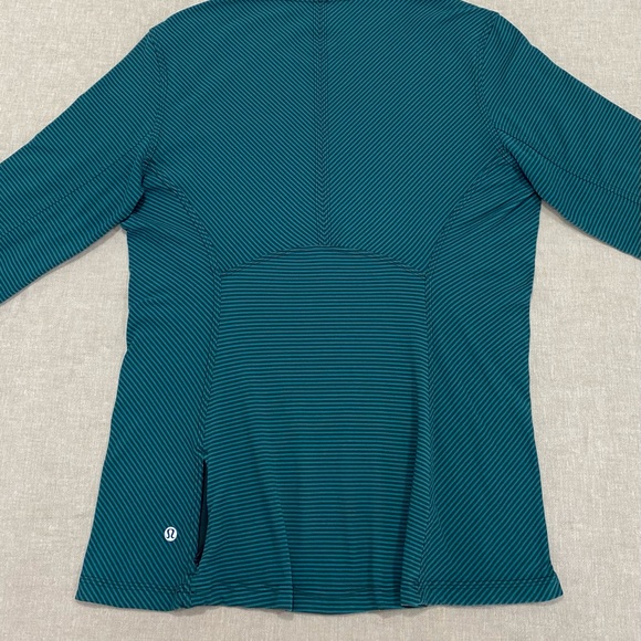 Lululemon Kanto Catch Me Long Sleeve Shirt Sz 10 Green Mini Pop Stripe Running - Picture 3 of 15